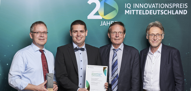 Prof. Frank Beyrau, Alexey Kropman, Prof. Eckehard Specht, Prof. Jens Strackeljan with the Otto von Guericke Award